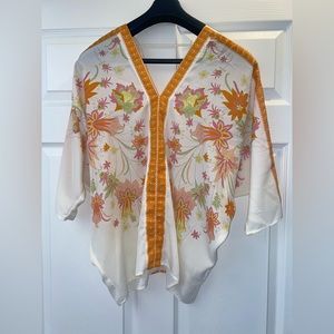Never worn olive and rose blouse.